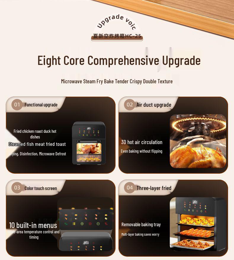 Multifunctional Electric Oven Air Fryer with Visual Window and Large Capacity for Home Baking