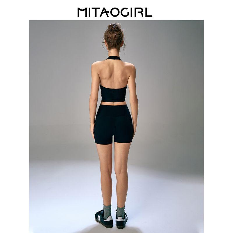 Mitaogirl Kendall Sports Underwear Women Shockproof Running Fitness Bra Hanging Neck Beauty Back Yoga Clothes V-neck Top