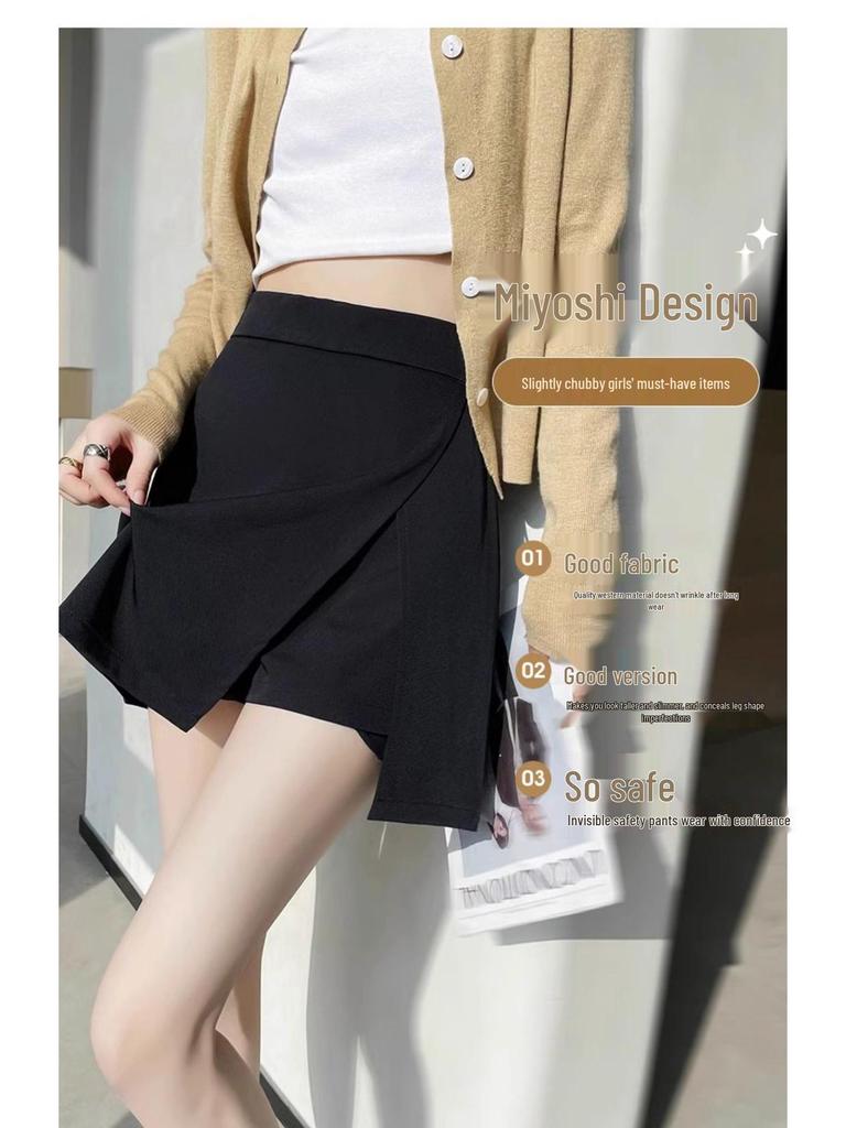 2024 Summer French Irregular Midi Skirt: Hip-Hugging A-Line with Slit Detail
