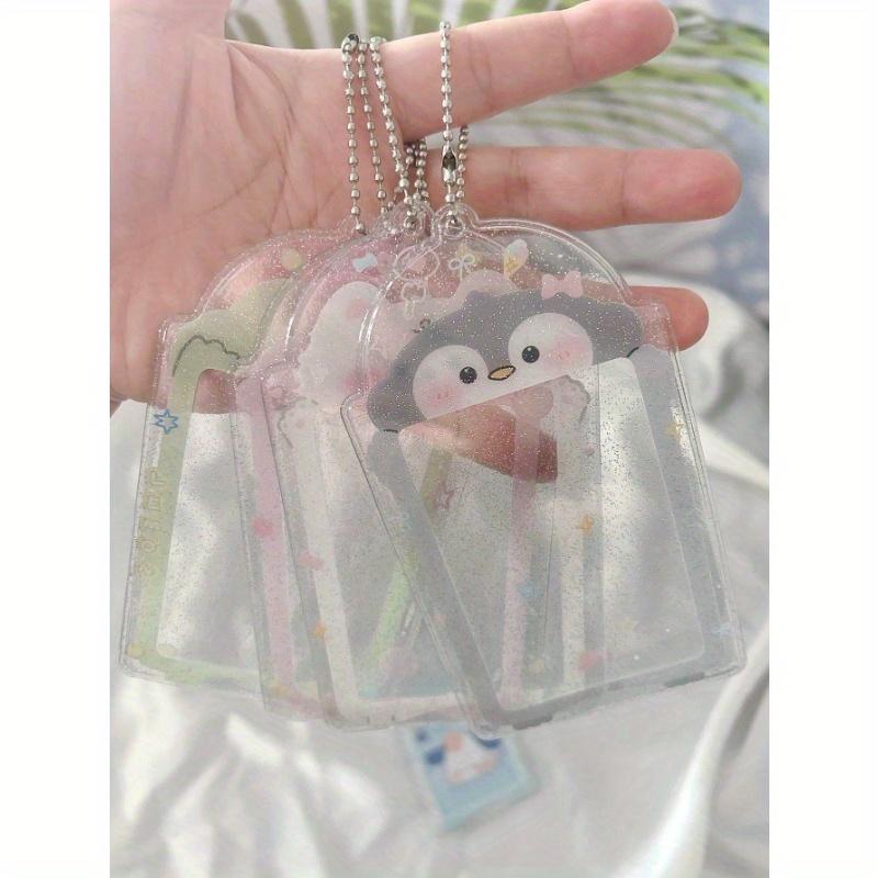 Transparent Glitter Cute Frog Penguin 3 Inch Pvc Student Girl Heart Card Holder Small Card Random Card Organizer Card Back To School