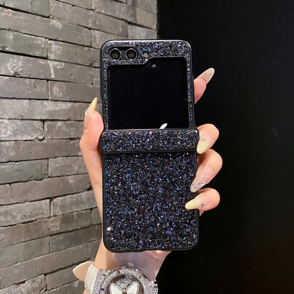 Luksusowy Błyszczący Sztuczny Diament Rhinestone Brokat do Samsung Galaxy Z Flip 8 7 6 5 4 3 Flip7 FE Ochrona Pokrowiec na Tył 3-CZĘŚCIOWY