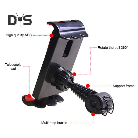 Car Tablet Holder Headrest Mount Anti Slip Silicone Buckle 360 Degree Rotatable Adjustable Universal Auto Seatback Phone Support Bracket Car