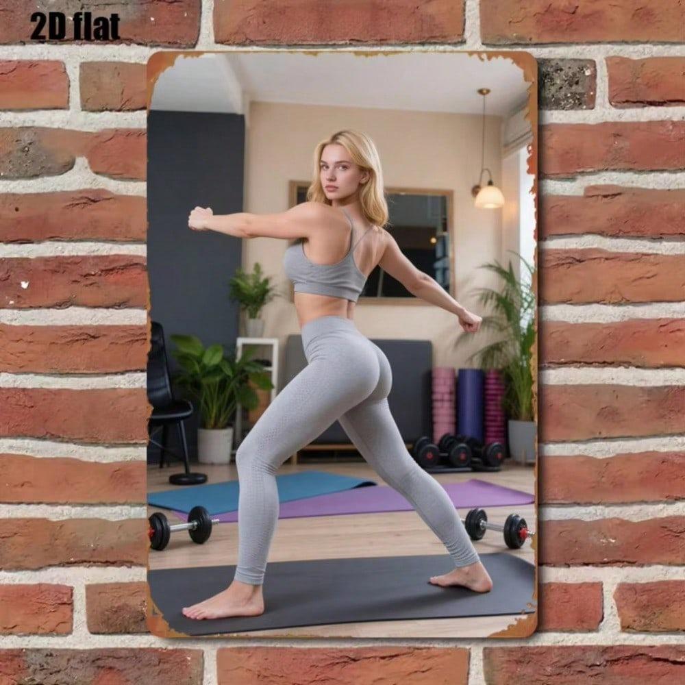 Vintage Retro Gym Metal Poster Bodybuilder Wall Art Home Decor