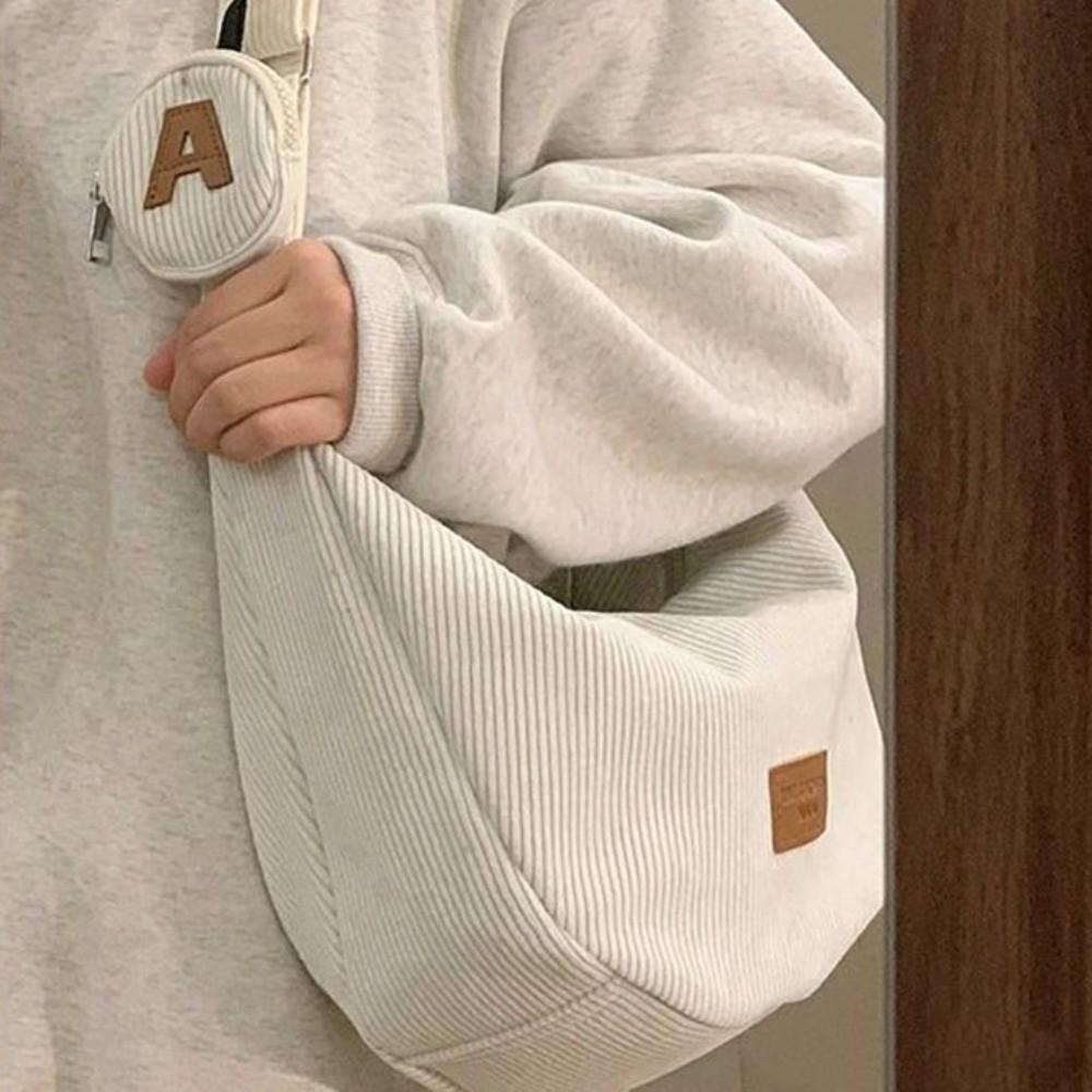 Versatile Corduroy Shoulder Bag Large Capacity Leisure Armpit Bag Women Crossbody Bag Streetwear