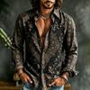 Men's Long Sleeved Shirt, Vintage Paisley Floral Print, Versatile for Daily Commuting and Travel, Fashionable and Trendy Shirt
