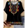 2026 Trend Summer Ethnic Graphic Print T-Shirt Round Neck Comfortable Short Sleeve Tshirt Oversized Tees Tops Women's Clothing