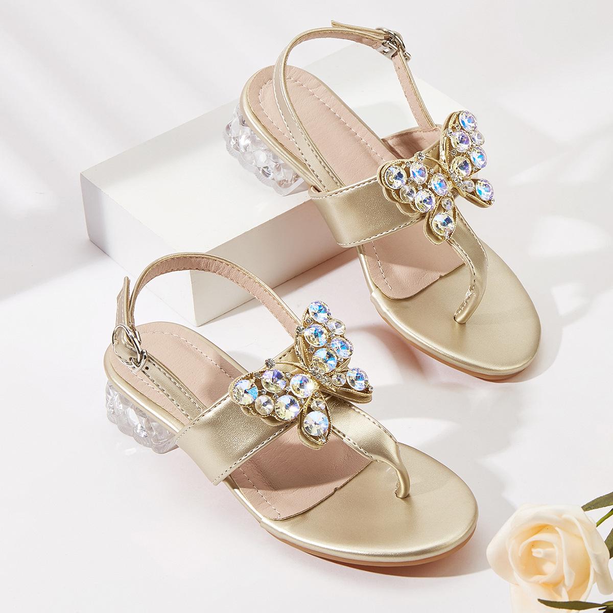 

Girls Bowknot High Heel Sandals - 2025 Summer Fashion Open Toe Flip-Flops 27