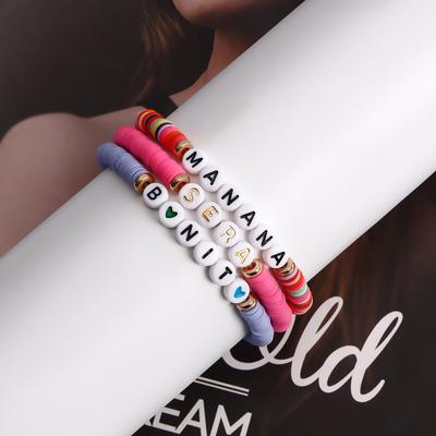 Europe and the United States Hot-selling Color Soft Pottery Letter Bracelet Bracelet, Bracelet Can Be Self-made Letter Style, Support Single 