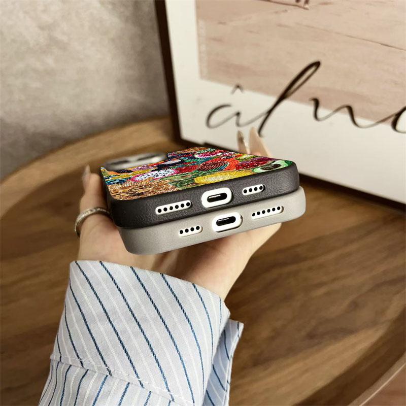 Fig-shaped Bead Embroidery Print Phone Case for iPhone 17 16 15 14 13 12 11 Pro Max XS XR 16e Cover Funda for iPhone 16 Pro Max