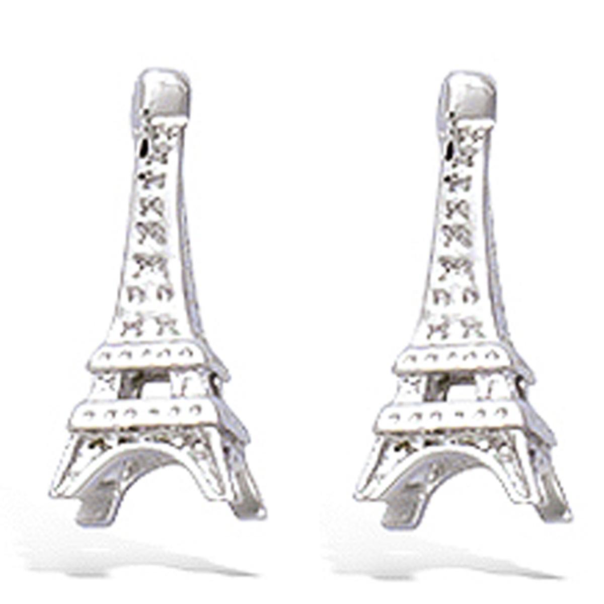 

Les Trésors De Lily [N6891] - Посеребренные (родий) серебряные серьги «Эйфелева башня» - 13x5 мм