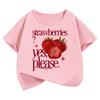 T-shirt Estiva con Fantasia di Fragole per Bambini, Manica Corta, Abbigliamento per Ragazzi e Ragazze, Top Carino