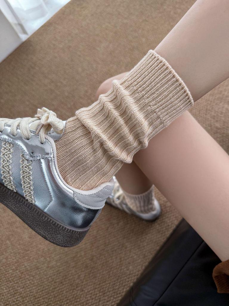 Birkenstock Women's Mid-Calf Wool Socks - Japanese Style, Thick Yarn, Knit, Trendy Autumn/Winter.