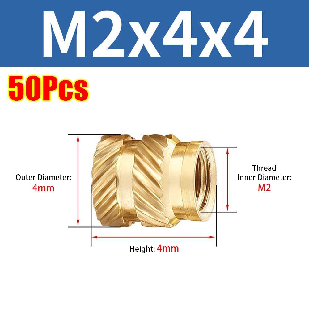 50Pcs Double Twill Embedment Nuts Knurled Thread 3D Printer Accossory New Brass Insert Nut