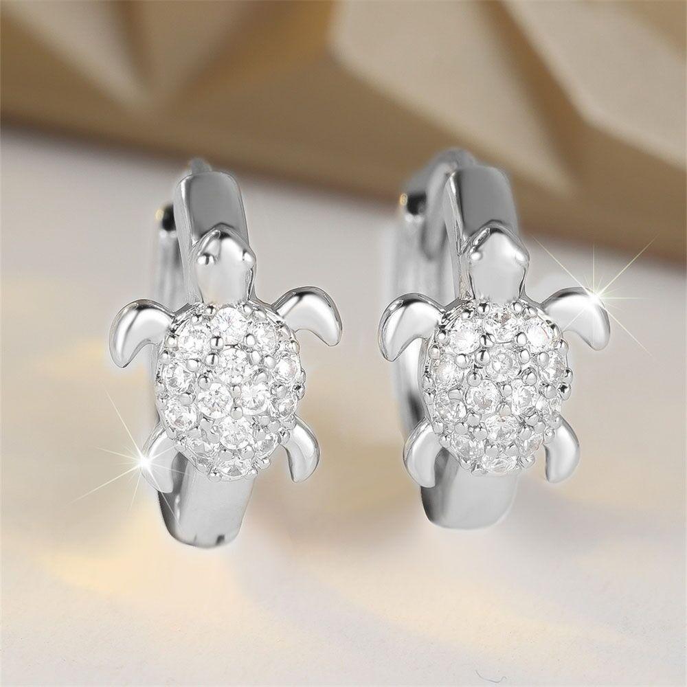 Kolczyki koła z cyrkonii w kolorze zielonym, urocze, w kształcie żółwia morskiego, dla kobiet, w kolorze starego złota, z małą klamrą na ucho, biżuteria ślubna, prezent na Dzień Matki