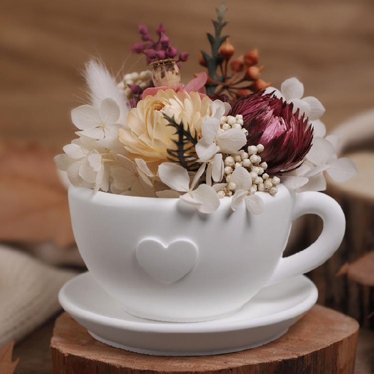 Teacup Candle Holder Silicone Molds with Heart Pattern Handmade Ornament Moulds Silicone Texture for Craft Enthusiasts