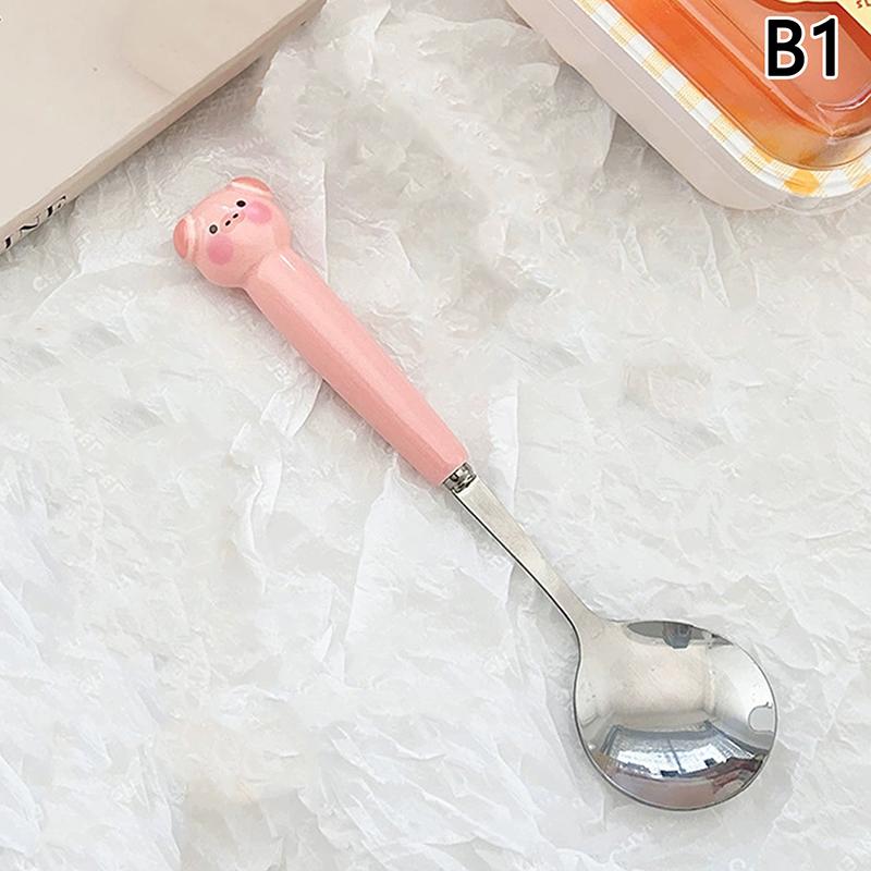 

Мультяшный щенок поросенок ложка вилки столовые приборы из нержавеющей стали портативный студенческий мультяшный столовый набор детский ящик для хранения