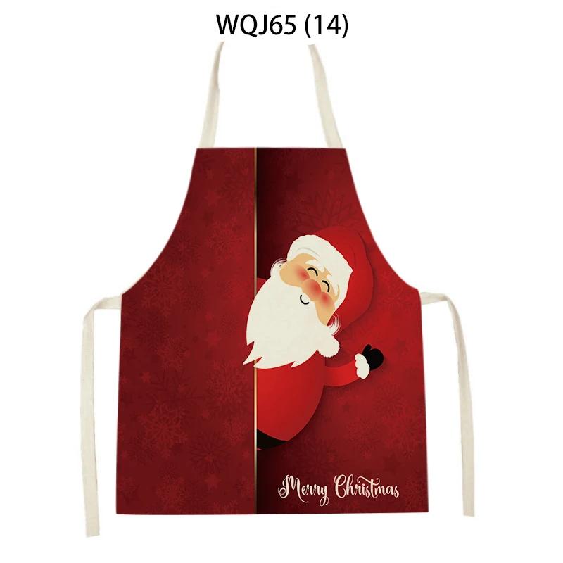 Christmas Apron Snowflake Tree Kitchen Apron Santa Claus Elk Snowman Print Aprons Dinner Party Cooking Apron Baking Accessories