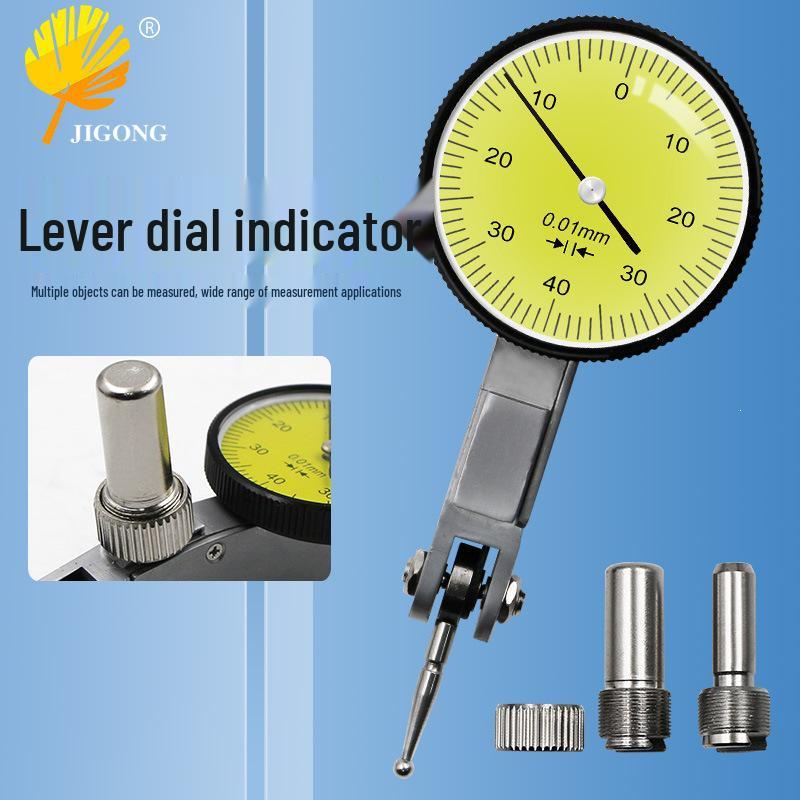 Shockproof Waterproof 0-0.8mm Lever Dial Indicator with Ear Lever Gauge Base Lever Dial Indicator (32mm Dial)