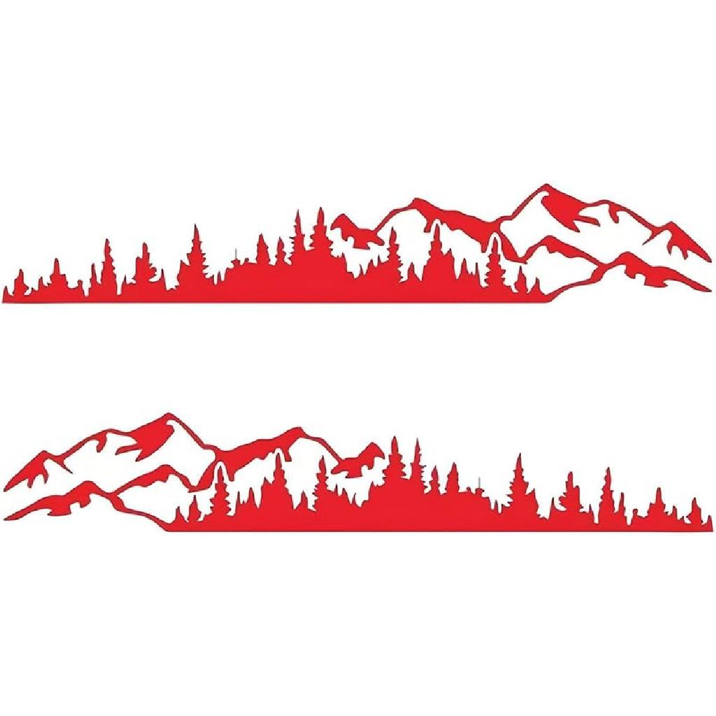 2 PCS Car Mountain Tree Forest Decals, 39.4" x 6.7" Mountain Tree Graphic Stickers, Waterproof Car Body Side Door Truck Tailgate Exterior Decoration,