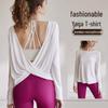 Damen Yoga Top mit Rückenausschnitt und langen Ärmeln - Locker, Lässige Fitnessbekleidung für Herbst und Winter