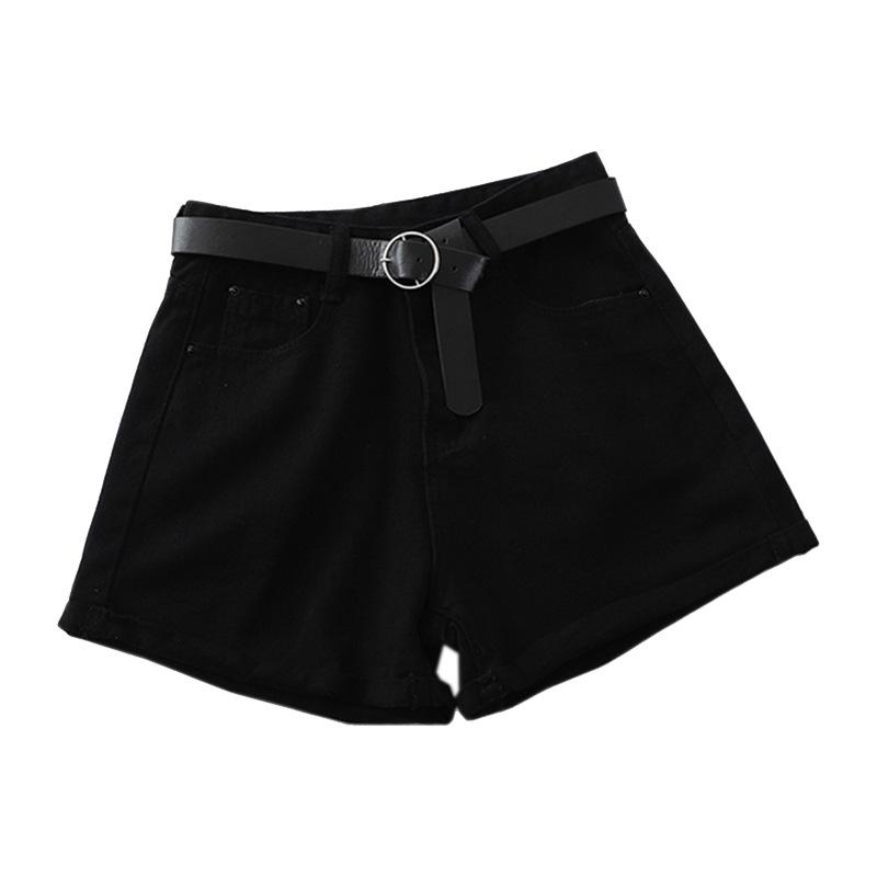 

Молодежные узкие модные и универсальные джинсовые шорты женские летние с высокой талией тонкие свободные повседневные прямые подвернутые широкие ультракороткие брюки для сына 2XL чёрный