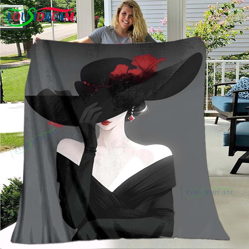 Fashion New Woman-Sexy Pattern Blanket Flannel Thin Blanket Portable Home Travel Office Lunch Break Blanket Birthday Gift