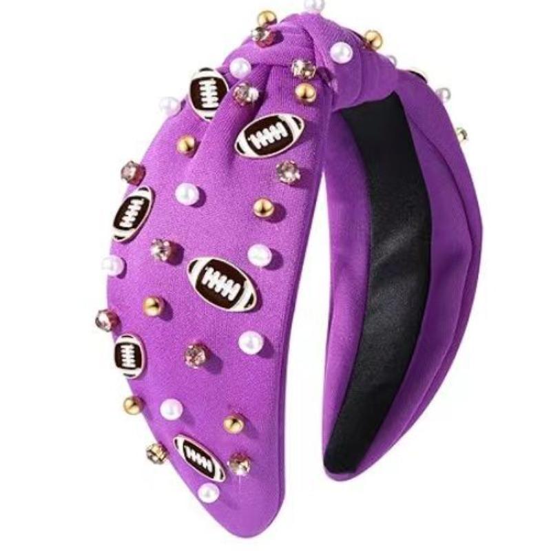 Hairband Football Decoration Headband for Women, Fashionable Fabric Wide-edge Hair Accessory