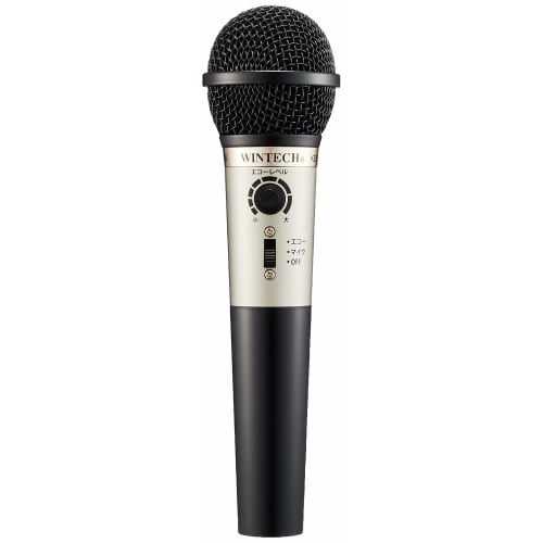 WINTECH KEM-02 Karaoke Microphone with Echo Function, for Karaoke/Speech/Vocals, Echo Level, Mini Plug/Standard Plug Compatible, 3m Cord, by Hiroka Bu