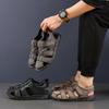 Summer First-layer Cowhide Men's Sandals Leather Bag Head Beach Shoes Outside Breathable Men's Casual Middle-aged Men's Shoes Soft