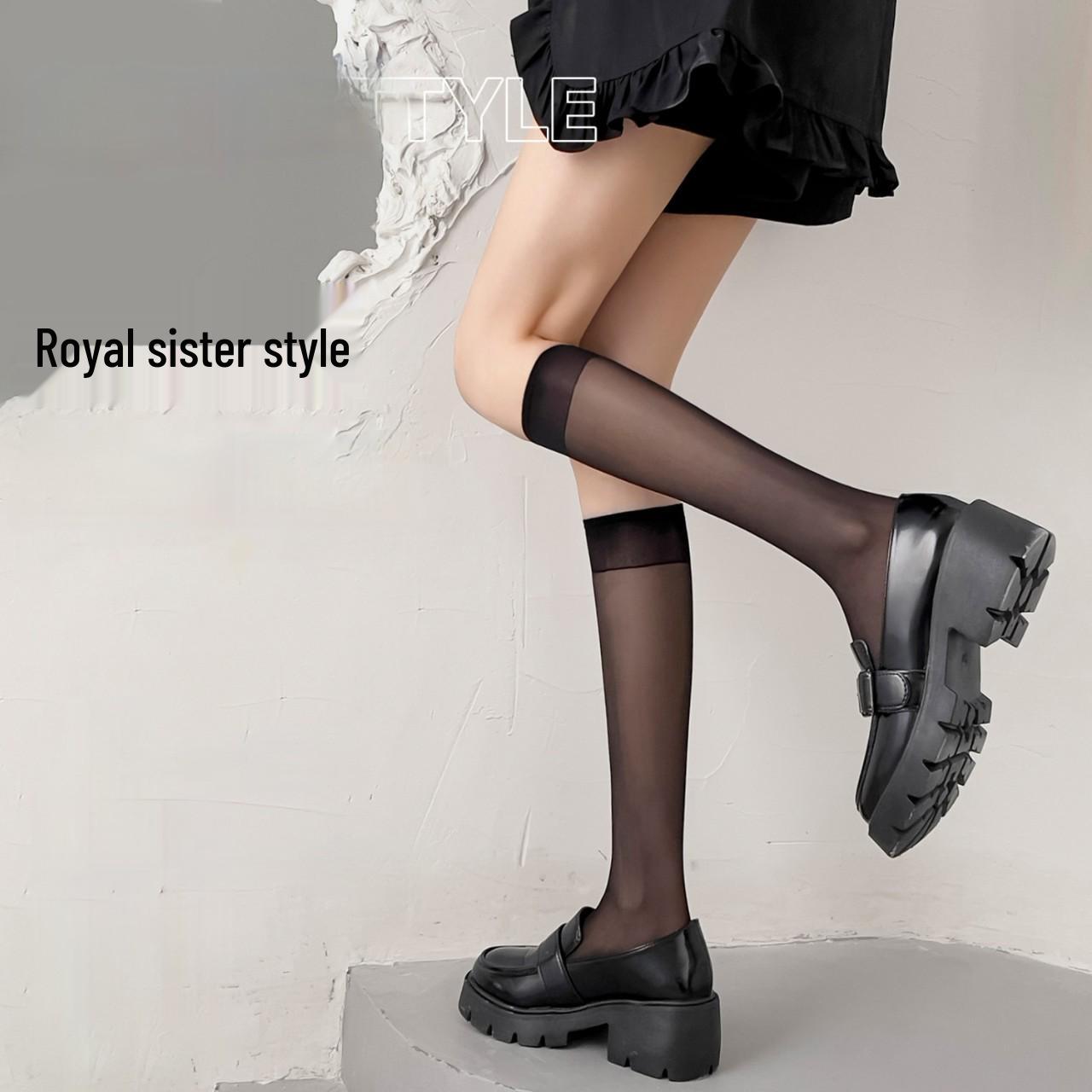 

Однотонные бархатные гольфы до колена, белые/черные - японский стиль до середины икры для школьниц JK Mid-Calf Socks