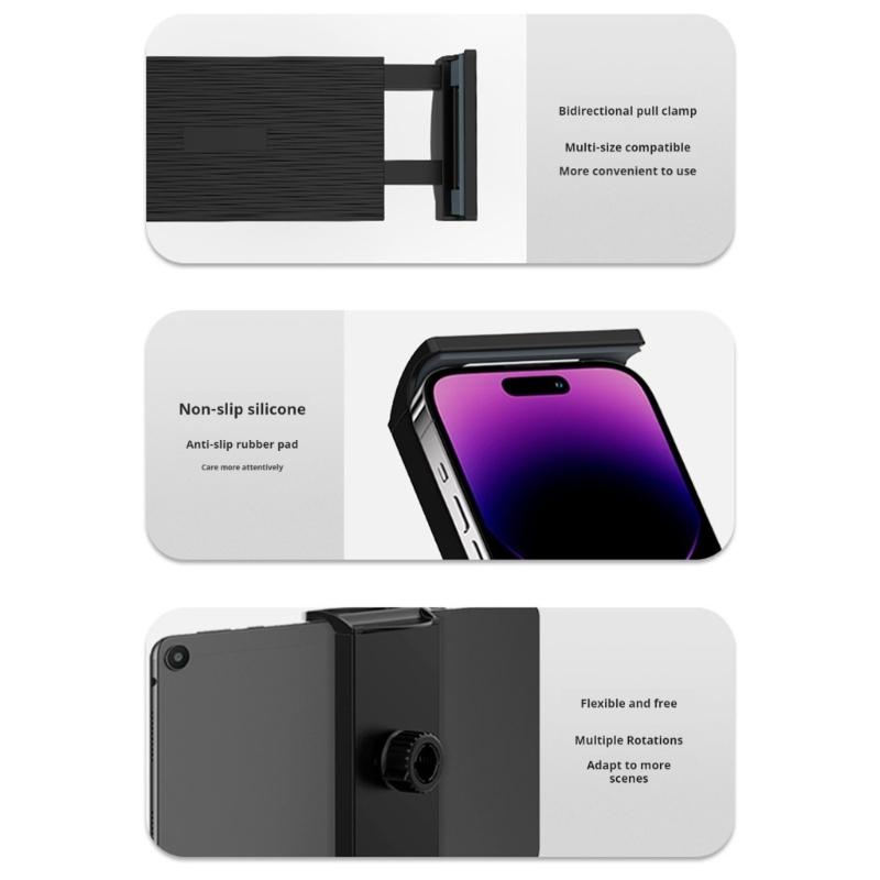 Phone Holder Clamps Stand for 17mm Ball Socket Bases Stable Broadcast Setups And Photography Gear Live Streaming Tripods