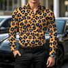 Retro Style Gradient Leopard Print Men's Shirt with Contrasting Print, Slim Fit Long Sleeved, Personalized Street Fashion Shirt
