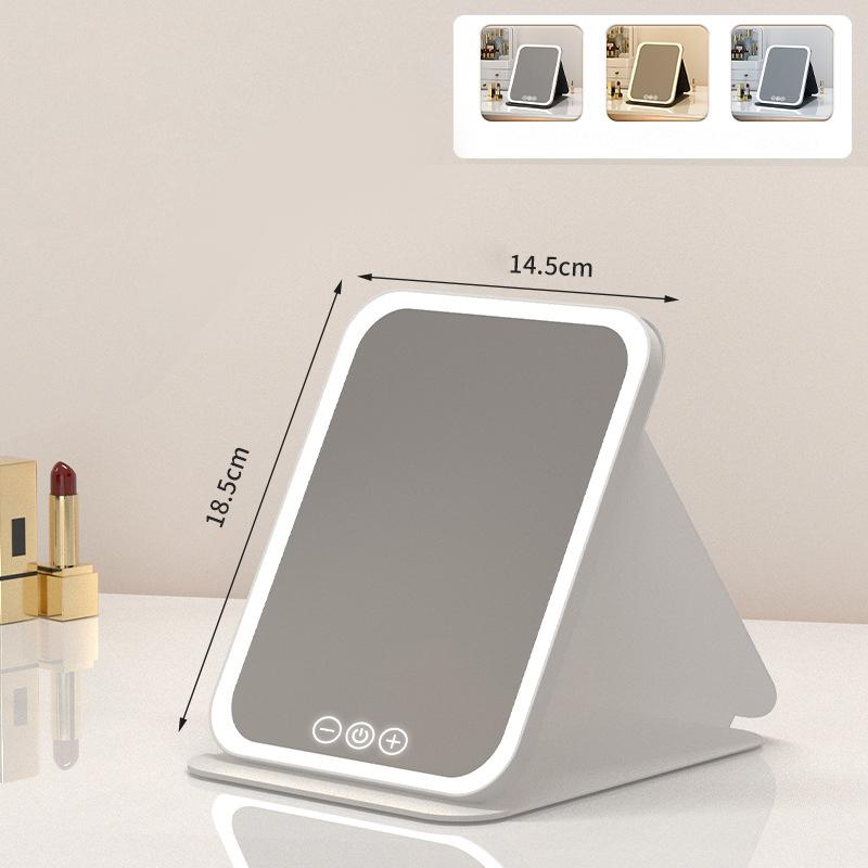 Foldable HD Makeup Mirror Intelligent Touch Control Adjustable Three Color Light LED Cosmetic Mirror Type-c Charging Two Size