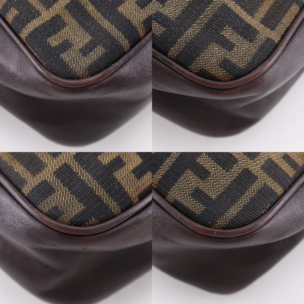 FENDI Zucca Shoulder Bag Brown Nylon canvas/leather Women Used