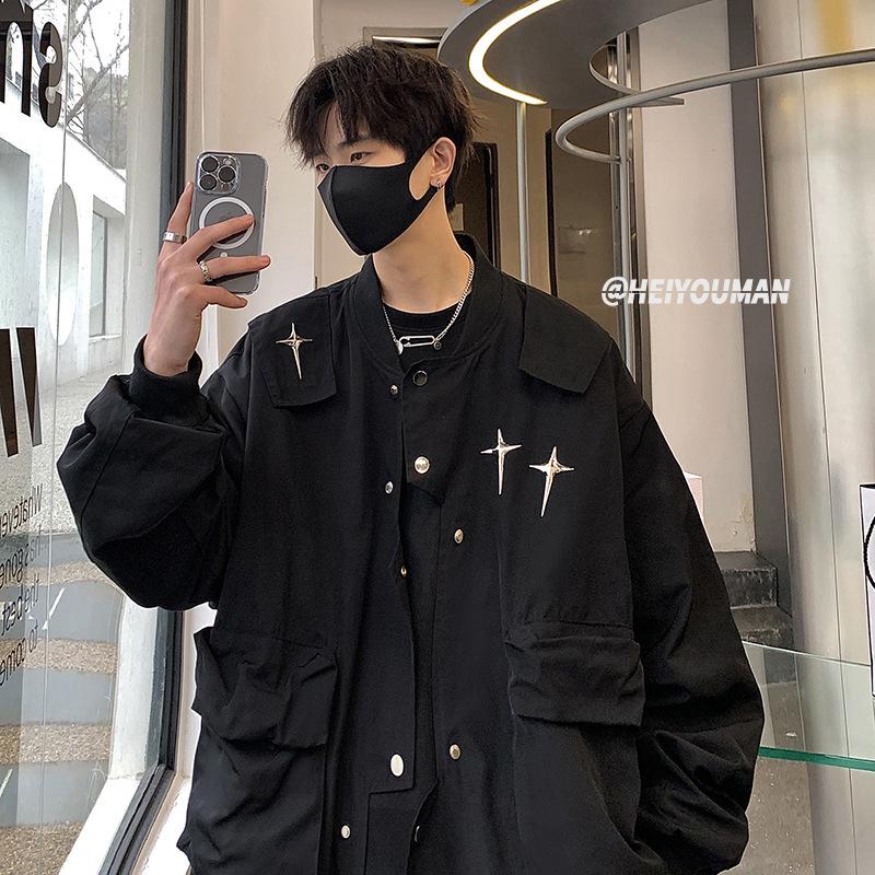 

Мужская куртка-бомбер в стиле ретро 2023 года: Винтажный бейсбол, Национальный стиль, Хип-хоп парный стиль S чёрный