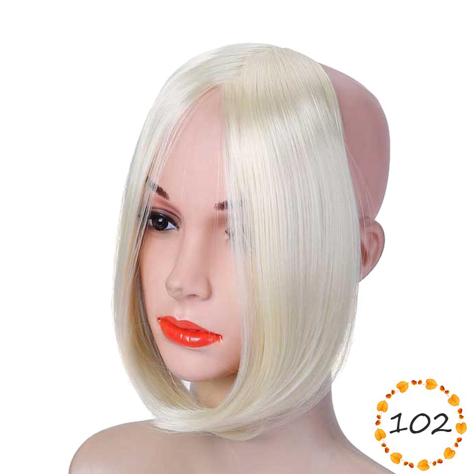 Lang klips foran Hår Bang Side Bangs Forlengelse av håret Ekte naturlig syntetisk smell Hårstykke