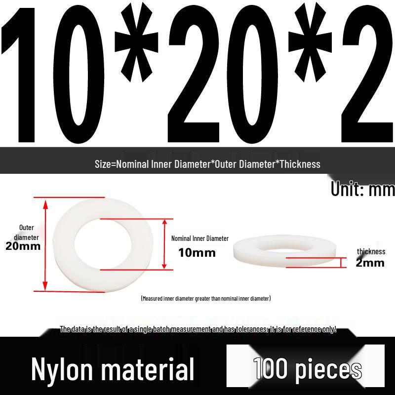 White Wear-Resistant Nylon Flat Washer Round Plastic Insulating Gasket M4-M20