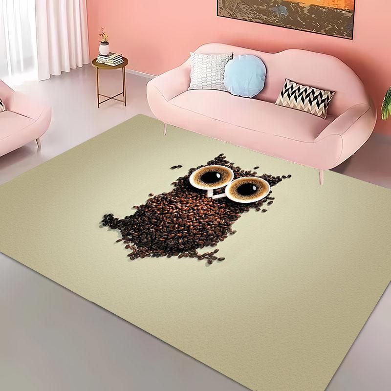 Funny Coffee Beans 3D Printing Carpet for Living Room Bedroom Alfombra Anti-slip Soft Area Rug Sofa Doormat Home Decor Tapete HD