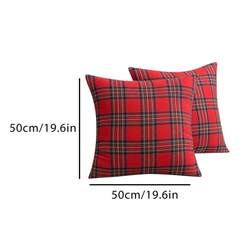 Christmas Pillow Cases Scottish Tartan Plaid Cushion Covers Bed Sofa Pad Party Decor Throw Pillow Cover Holiday Decors 45/50cm