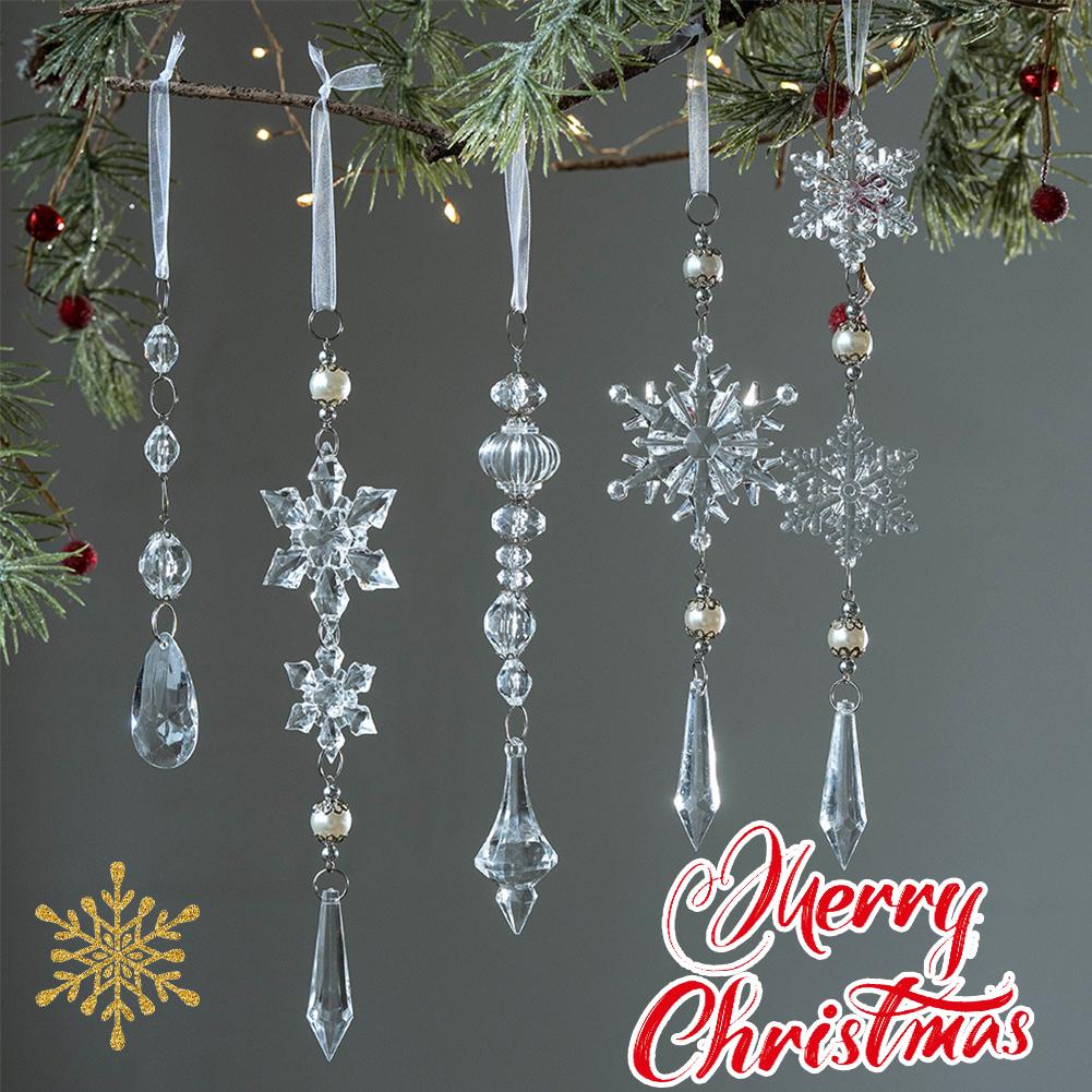 Christmas Tree Decoration Snowflake Water Drop Ornaments Pendant Transparent Acrylic Snowflake Ornament Pendant for Christmas