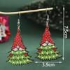 Christmas Fashion Earrings Wood Printed Stud Earrings Santa Ear Hooks Christmas Tree Earrings