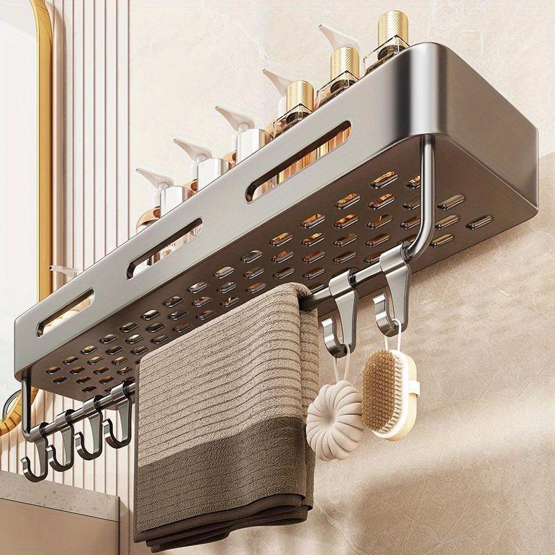 Organizator de duș cu ventuze simplu de instalat - Plastic rezistent la rugină pentru sarcini grele, raft plutitor de perete cu adeziv puternic, pentru articole de toaletă