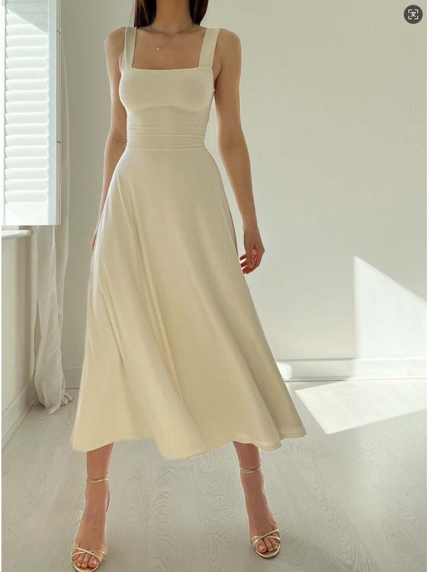 European & American Women's Summer Dress with Thick Straps and Slim Fit Waist