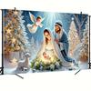 1 Stück Weihnachts-Hintergrundbanner mit dem Design der Ankunft Jesu, geeignet für Weihnachts-Themenpartys sowie für den Innen- und Außenbereich d