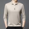Men's Autumn Long-sleeved Polo Shirt Men's Business Scissors Collar Fit Solid Color Lapel Bottoming