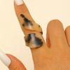 Flexible Fit Brown Leopard Pattern Acrylic Geometric Ring Lightweight Comfortable Statement Jewelry Accessory