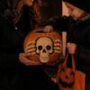 Decorative Skull Storage Jar Halloween Pumpkin Candy with Top Hat Lid, Resin Dark Gothic Home Decor Container, Desktop Organizer for & Party