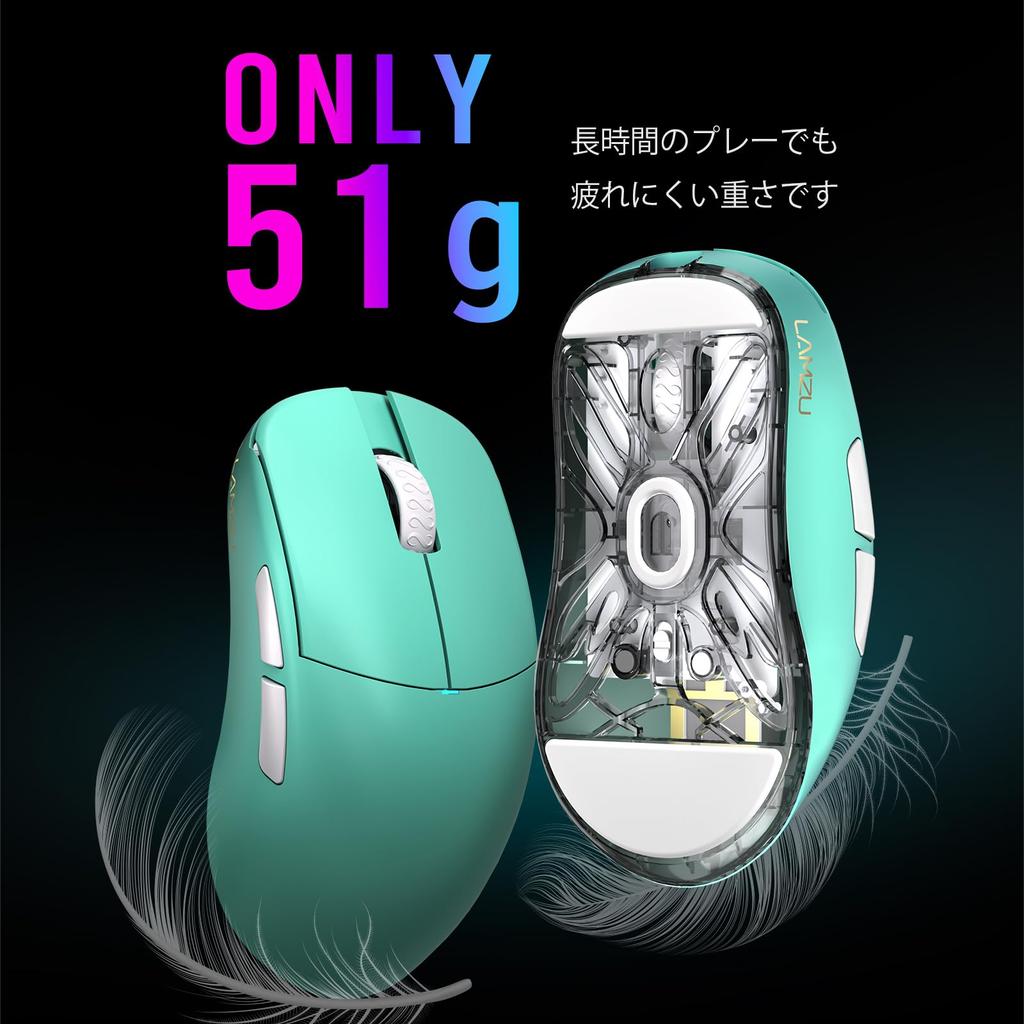 Lamzu Atlantis Mini Pro Gaming Elegant Amazon 1 Set of Extra Japan Authorized Dealer Warranty Mouse, Blue, Exclusive, Soles,