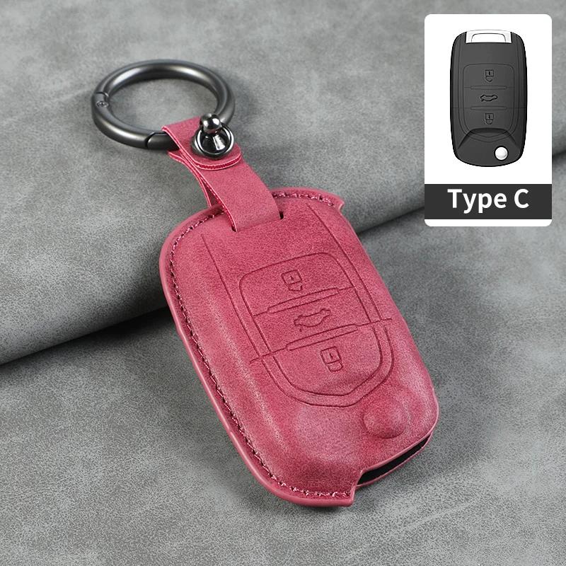 3 Button Leather Car Flip Key Case Cover for SGMW Wuling Hongguang Mini 2025 for Baojun 510 560 730 310W 530 360 200E Key Shell