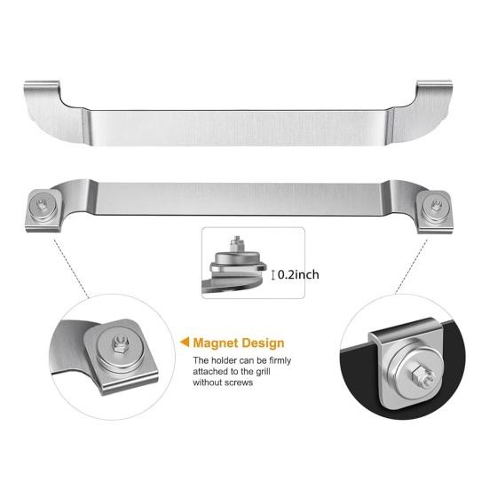 2Pcs Magnetic Griddle Spatula Holder Grill Barbecue Tool Rack Frying Pan Spatula Rack Stainless Steel Griddle Accessories